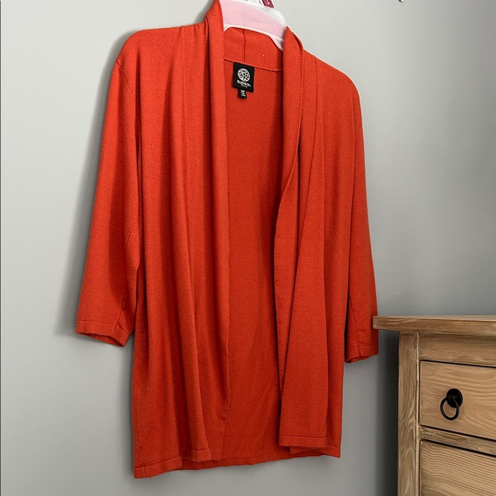 bobeau Open-Front Draped Cardigan in Burnt Orange